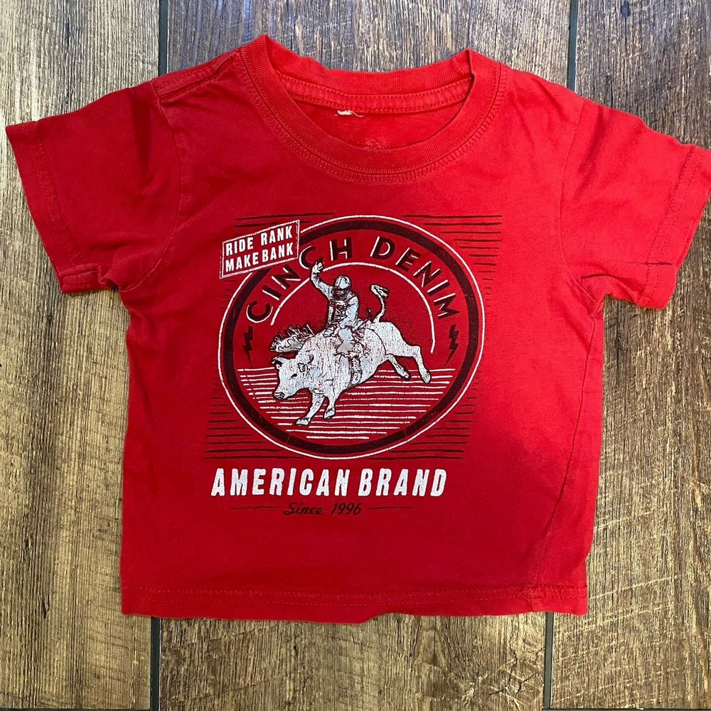 Cinch Toddler T-Shirt Size 12-18 Months Short Sleeve Red Bull Rider Rodeo